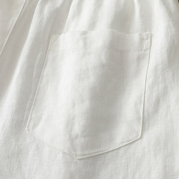 Pantalones anchos con botones y bolsillos para mujer de algodón de color liso con Buddha Stones - image 12