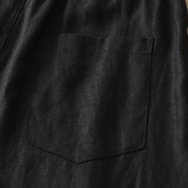 Pantalones anchos con botones y bolsillos para mujer de algodón de color liso con Buddha Stones - image 19