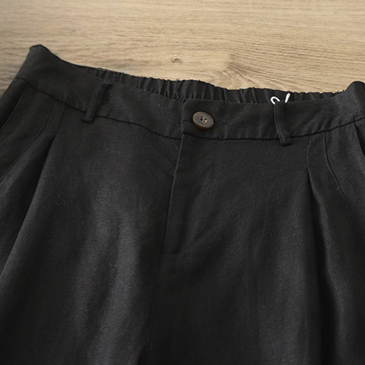 Pantalones anchos con botones y bolsillos para mujer de algodón de color liso con Buddha Stones - image 17