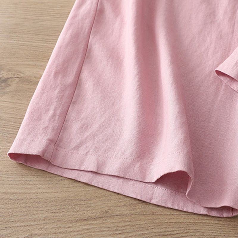 Pantalones anchos con botones y bolsillos para mujer de algodón de color liso con Buddha Stones - image 28