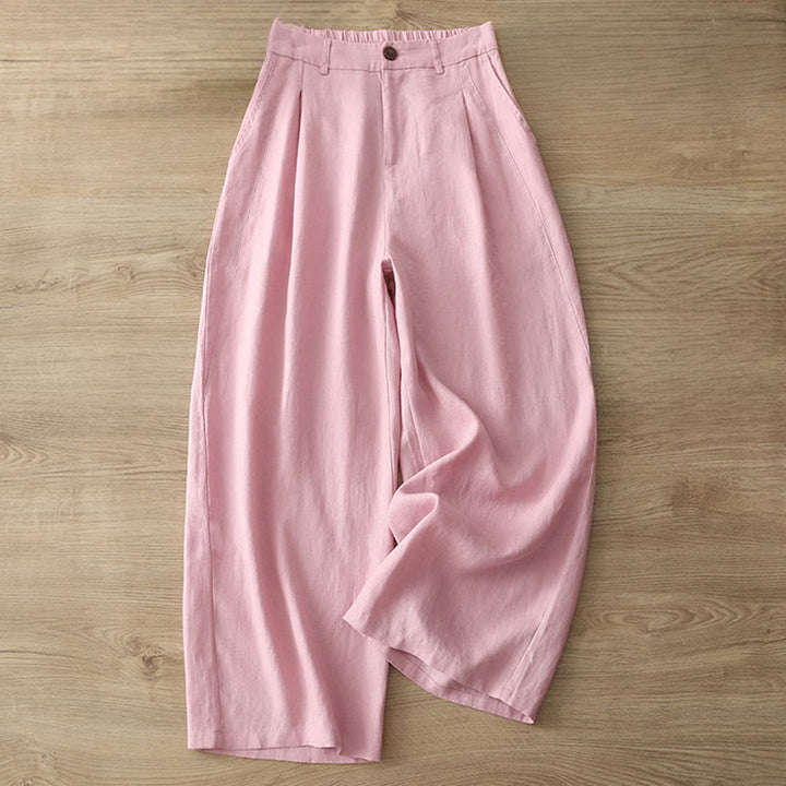 Pantalones anchos con botones y bolsillos para mujer de algodón de color liso con Buddha Stones - Rosa - US8-10，UK/AU12-14，EU40-42 (2XL) - image 25