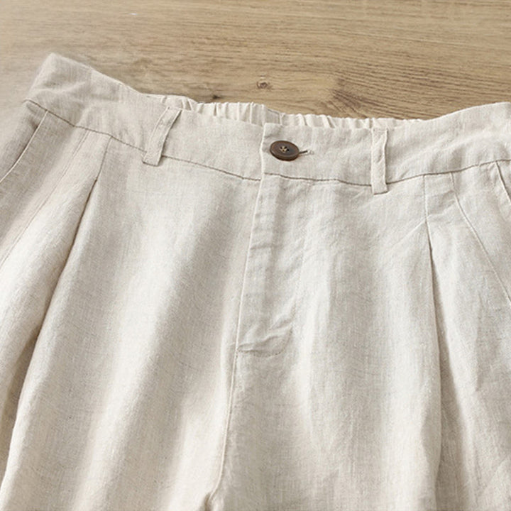 Pantalones anchos con botones y bolsillos para mujer de algodón de color liso con Buddha Stones - image 37