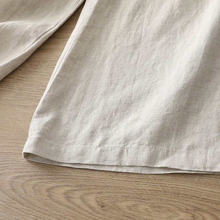 Pantalones anchos con botones y bolsillos para mujer de algodón de color liso con Buddha Stones - image 35