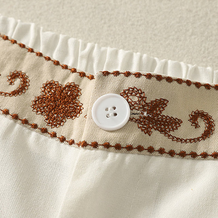 Pantalones anchos de poliéster con bordado de Buddha Stones para mujer, con bolsillos - image 4