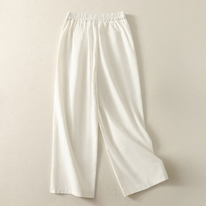 Pantalones anchos de poliéster con bordado de Buddha Stones para mujer, con bolsillos - image 2
