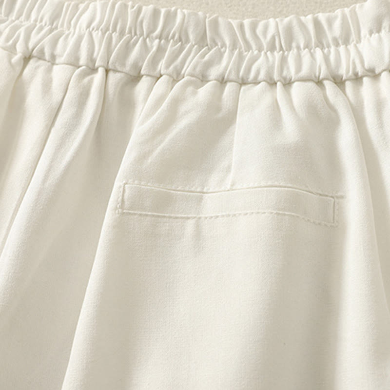 Pantalones anchos de poliéster con bordado de Buddha Stones para mujer, con bolsillos - image 8
