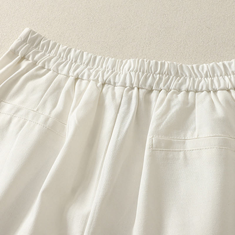 Pantalones anchos de poliéster con bordado de Buddha Stones para mujer, con bolsillos - image 5