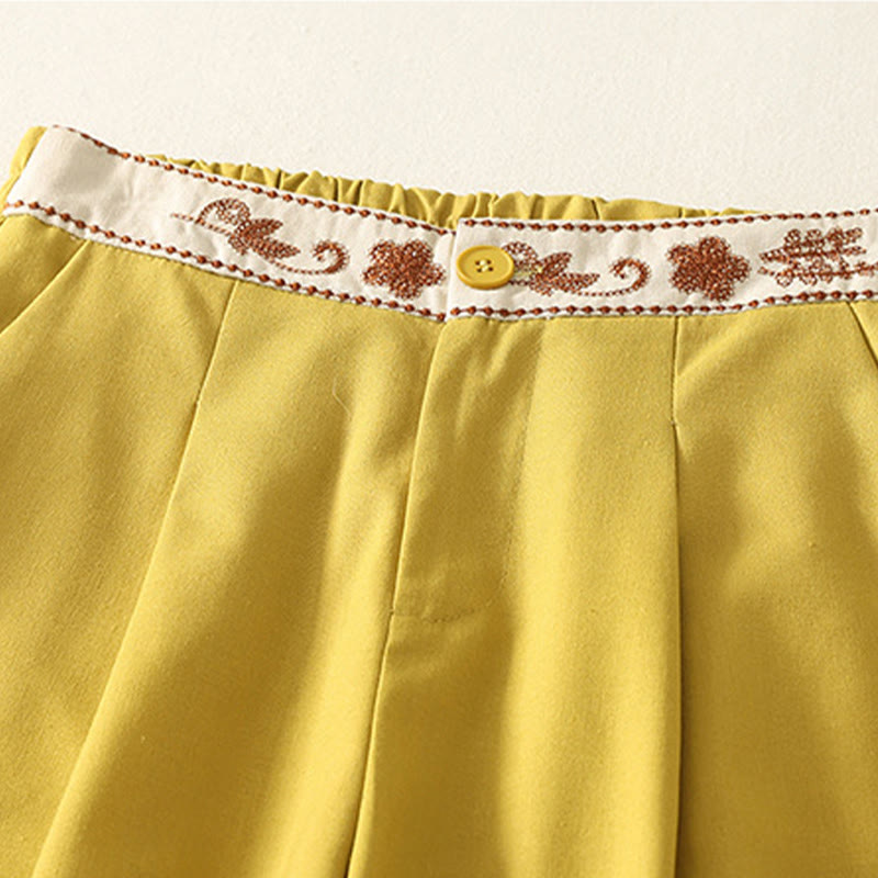 Pantalones anchos de poliéster con bordado de Buddha Stones para mujer, con bolsillos - image 11