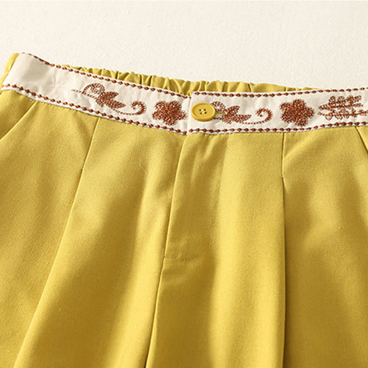 Pantalones anchos de poliéster con bordado de Buddha Stones para mujer, con bolsillos - image 11