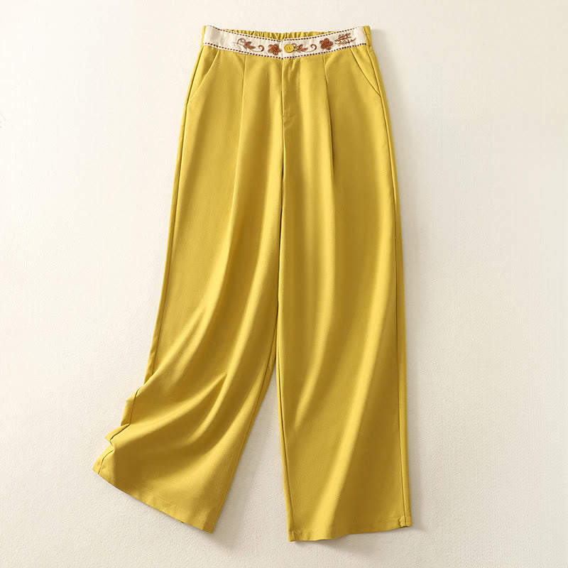 Pantalones anchos de poliéster con bordado de Buddha Stones para mujer, con bolsillos - Oro - US12, UK/AU16, EU44 (2XL) - image 10