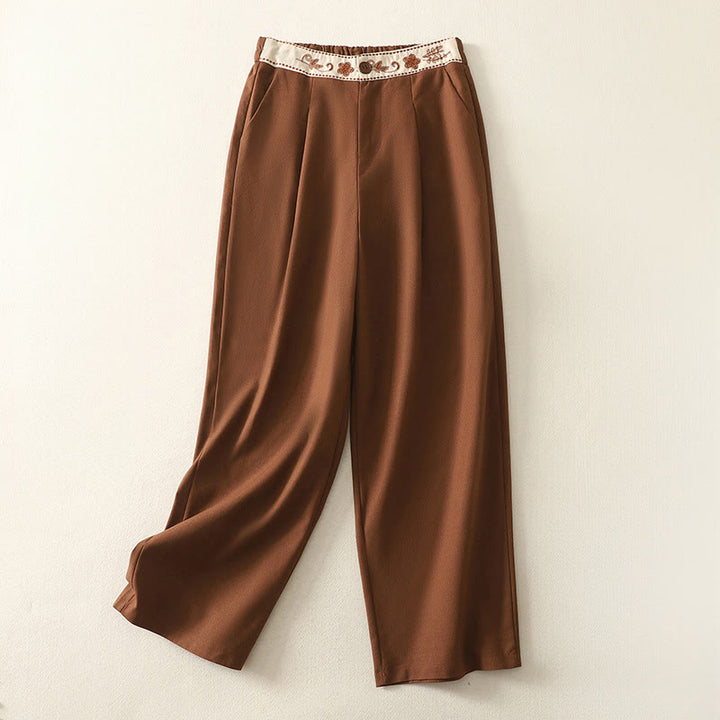 Pantalones anchos de poliéster con bordado de Buddha Stones para mujer, con bolsillos - Tierra de siena - US12, UK/AU16, EU44 (2XL) - image 20