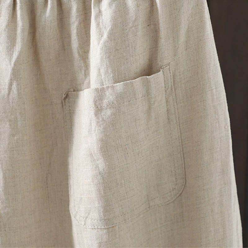 Pantalones rectos de algodón con bolsillos para mujer, estilo casual, con empalme de cuerda de color y Buddha Stones - image 7