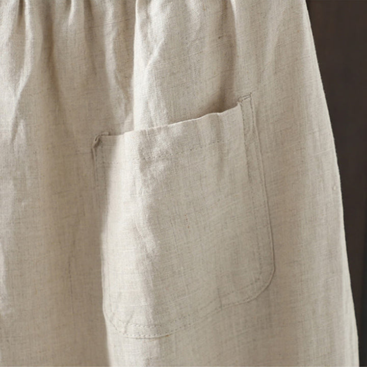 Pantalones rectos de algodón con bolsillos para mujer, estilo casual, con empalme de cuerda de color y Buddha Stones - image 7