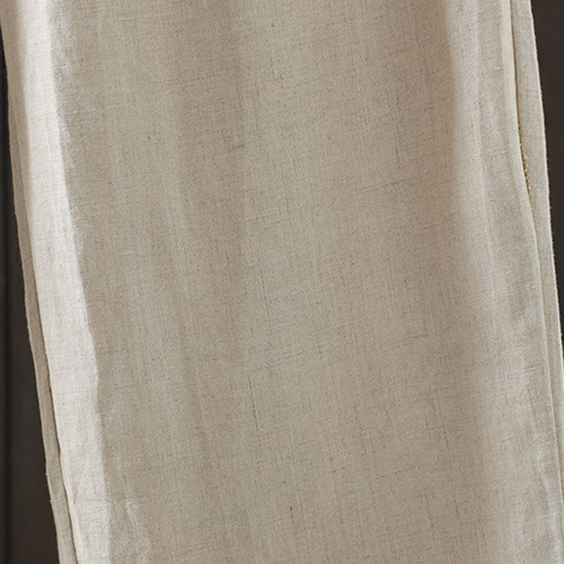 Pantalones rectos de algodón con bolsillos para mujer, estilo casual, con empalme de cuerda de color y Buddha Stones - image 6