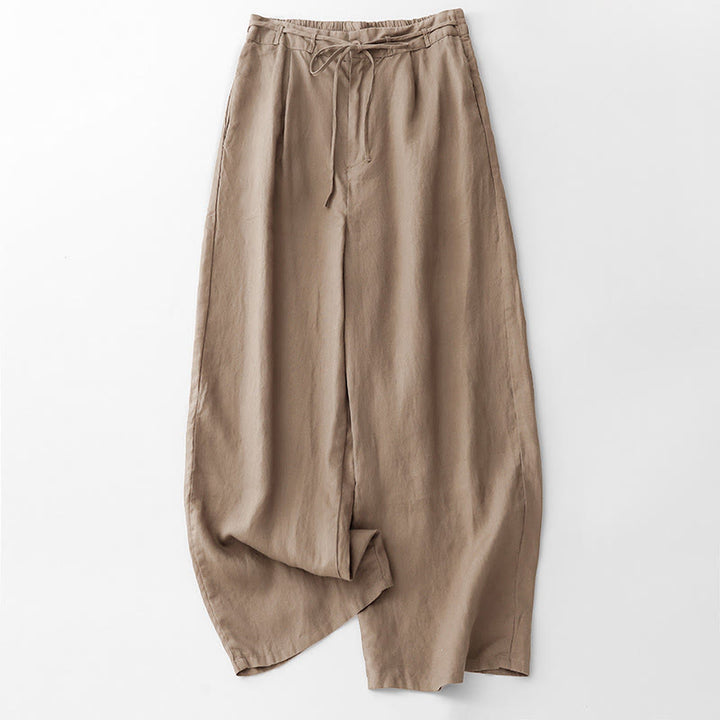Pantalones casuales de algodón con bolsillos para mujer de Buddha Stones, de color liso y con cuerda - BurlyWood - US8-10，UK/AU12-14，EU40-42 (2XL) - image 0