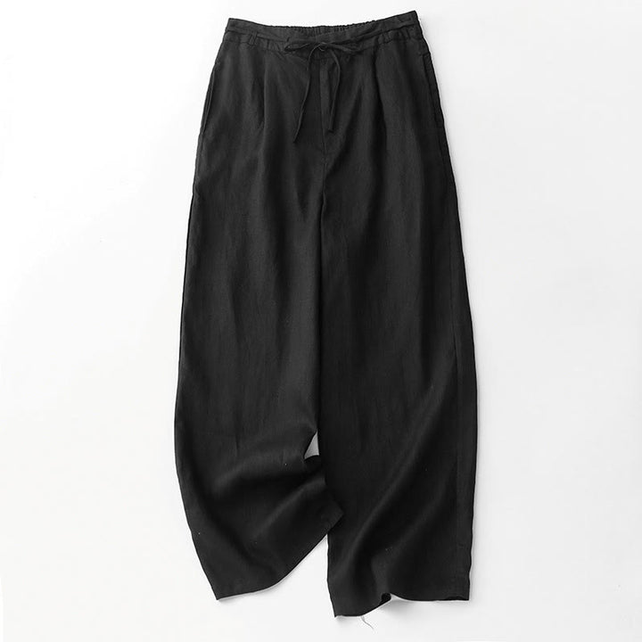 Pantalones casuales de algodón con bolsillos para mujer de Buddha Stones, de color liso y con cuerda - Negro - US8-10，UK/AU12-14，EU40-42 (2XL) - image 8
