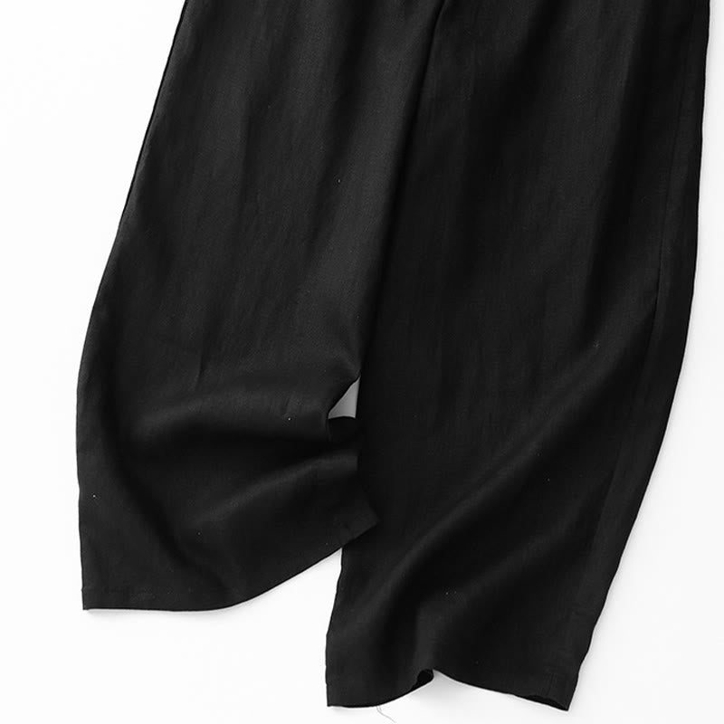 Pantalones casuales de algodón con bolsillos para mujer de Buddha Stones, de color liso y con cuerda - image 12