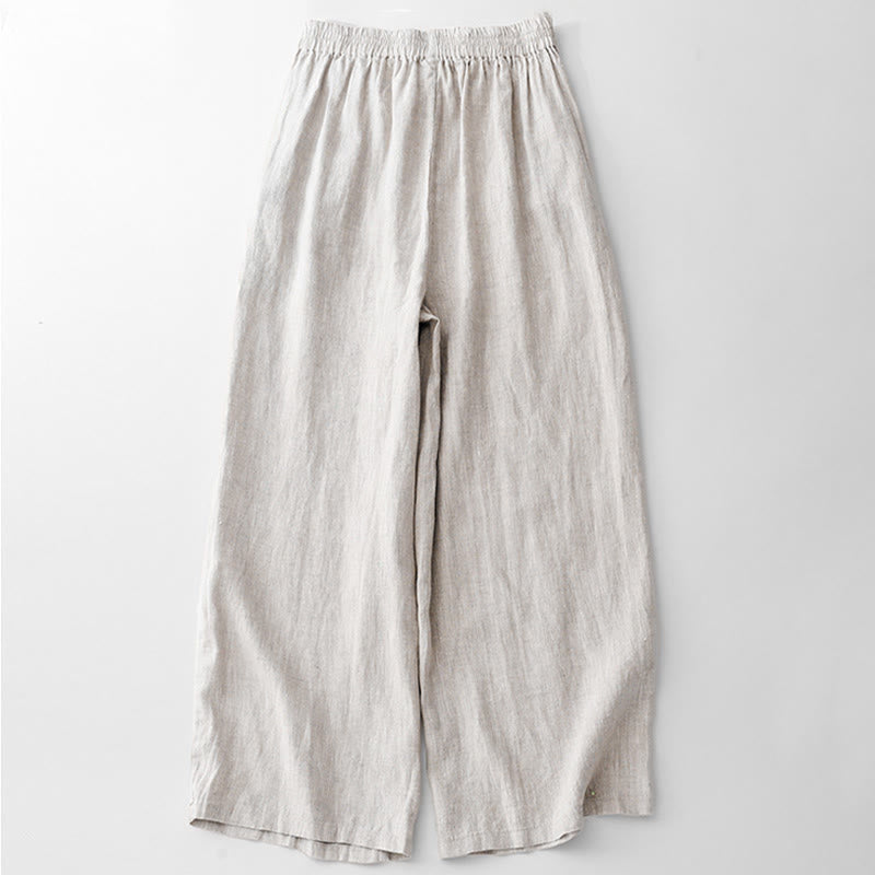 Pantalones casuales de algodón con bolsillos para mujer de Buddha Stones, de color liso y con cuerda - image 15
