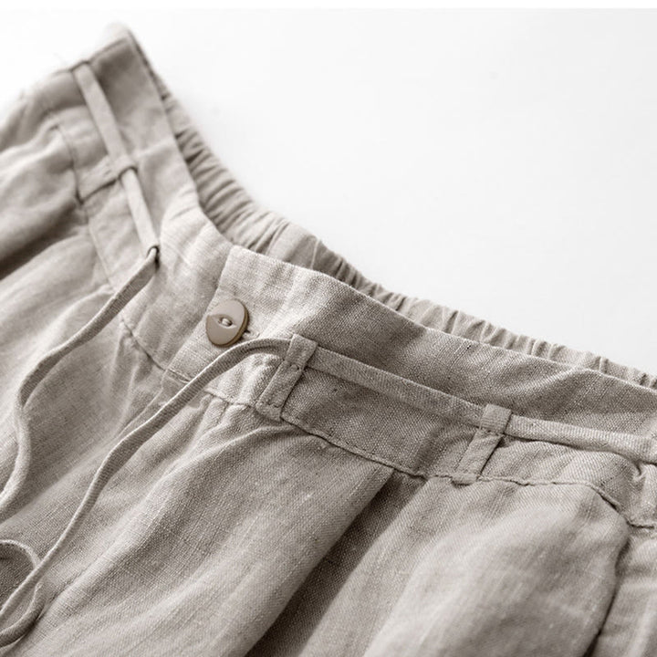 Pantalones casuales de algodón con bolsillos para mujer de Buddha Stones, de color liso y con cuerda - image 19