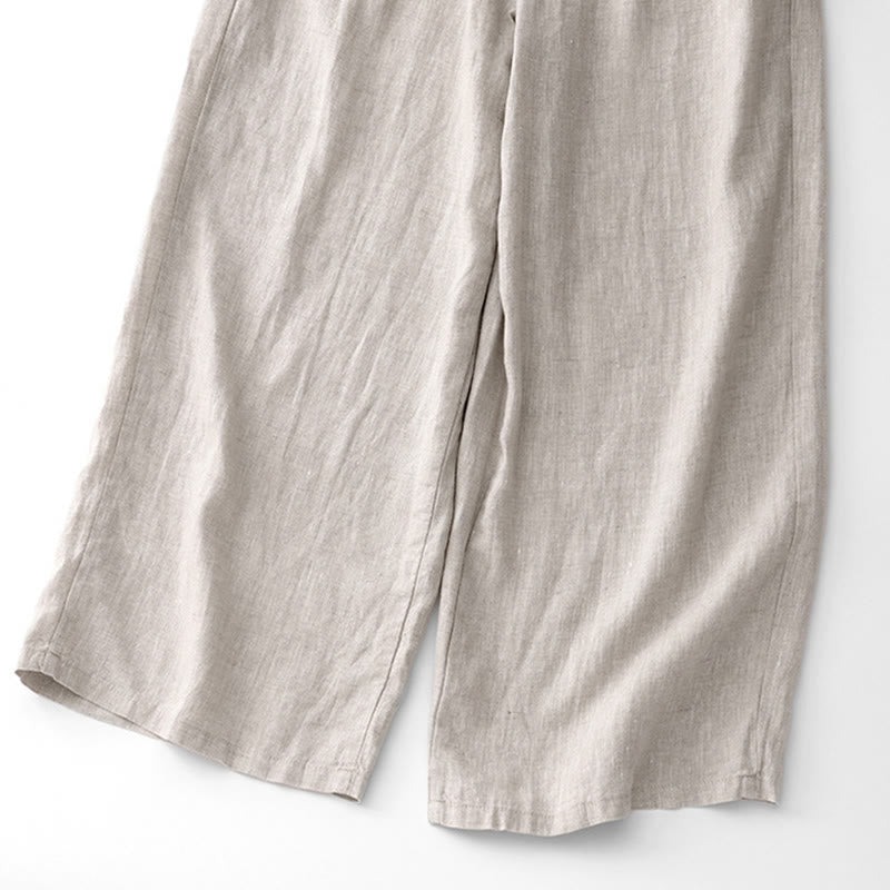 Pantalones casuales de algodón con bolsillos para mujer de Buddha Stones, de color liso y con cuerda - image 22