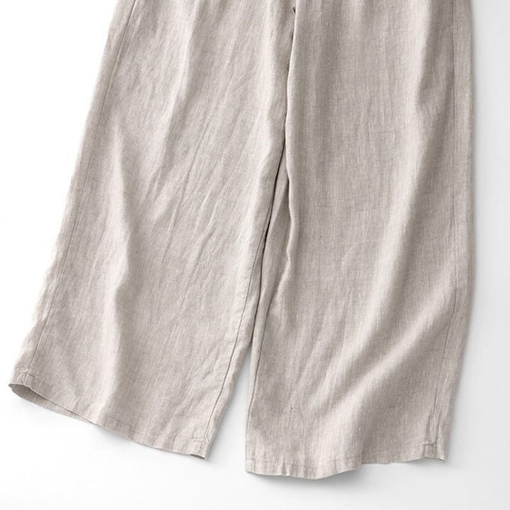 Pantalones casuales de algodón con bolsillos para mujer de Buddha Stones, de color liso y con cuerda - image 22