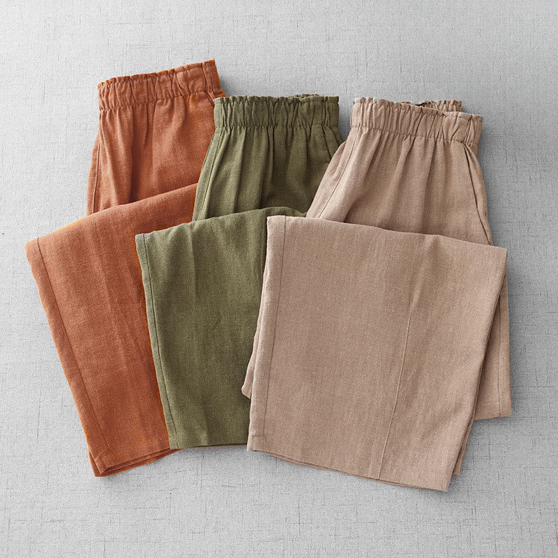 Pantalones casuales de algodón con bolsillos para mujer, de Buddha Stones , de longitud 7-8 - image 0