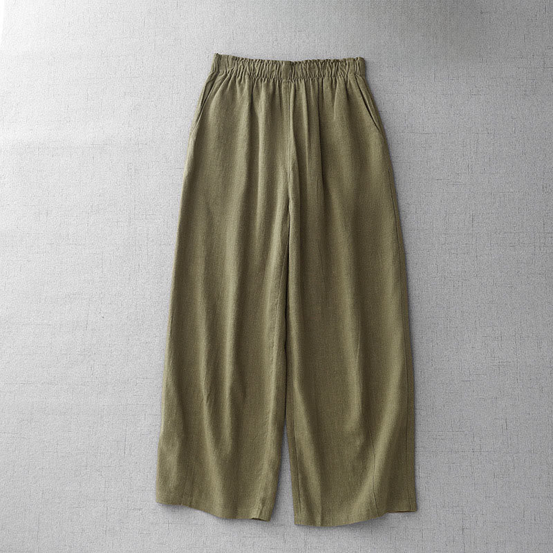 Pantalones casuales de algodón con bolsillos para mujer, de Buddha Stones , de longitud 7-8 - Aceituna - US8-10，UK/AU12-14，EU40-42 (2XL) - image 1