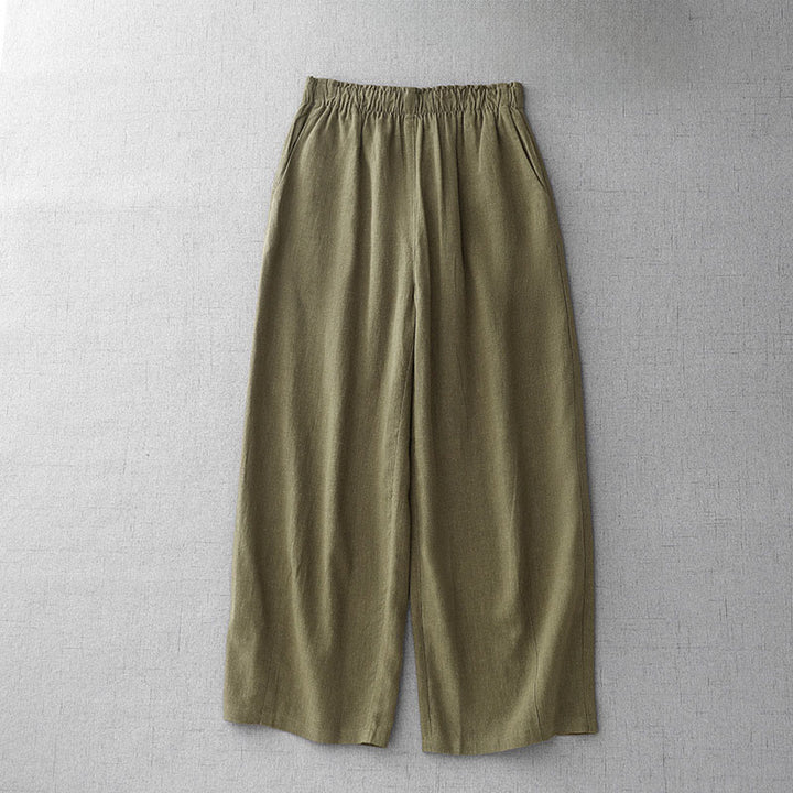 Pantalones casuales de algodón con bolsillos para mujer, de Buddha Stones , de longitud 7-8 - Aceituna - US8-10，UK/AU12-14，EU40-42 (2XL) - image 1