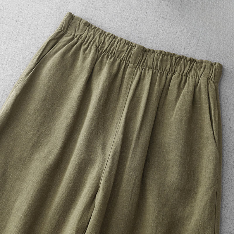 Pantalones casuales de algodón con bolsillos para mujer, de Buddha Stones , de longitud 7-8 - image 2