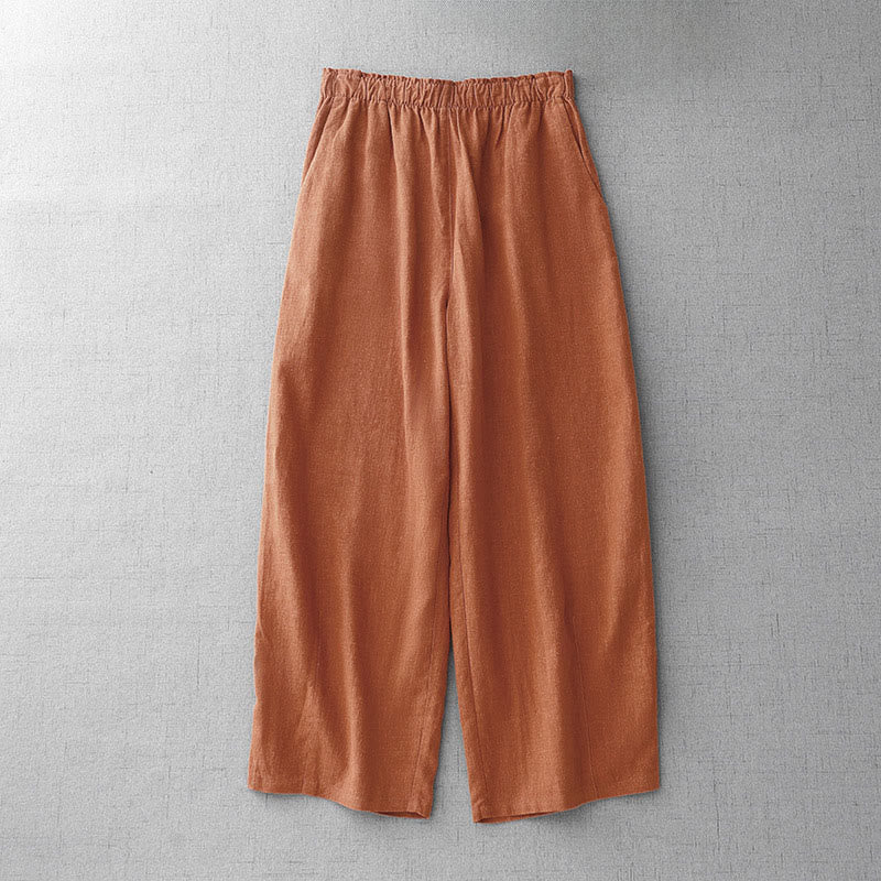 Pantalones casuales de algodón con bolsillos para mujer, de Buddha Stones , de longitud 7-8 - Coral - US8-10，UK/AU12-14，EU40-42 (2XL) - image 9