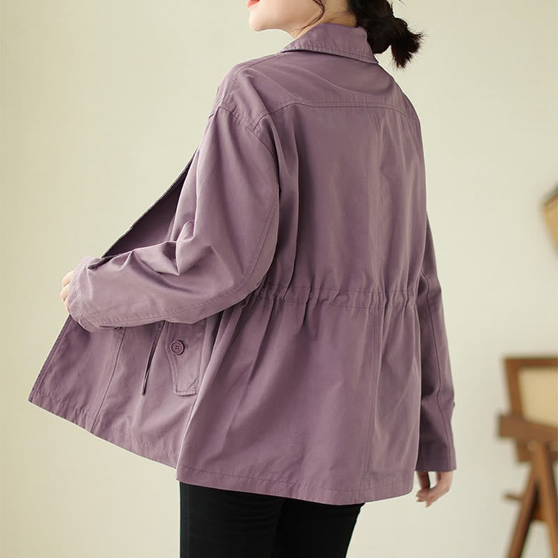 Chaqueta de algodón con botones y manga larga para mujer Buddha Stones - image 5