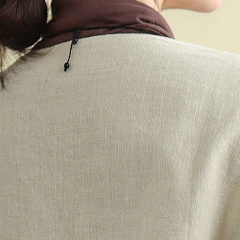 Chaqueta de algodón con cuello redondo y manga larga para mujer Buddha Stones con bolsillos - image 7