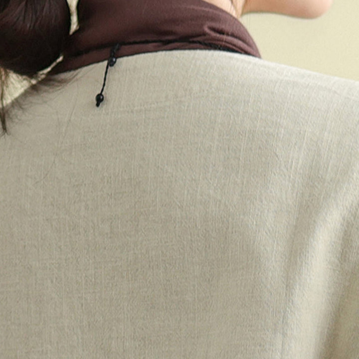 Chaqueta de algodón con cuello redondo y manga larga para mujer Buddha Stones con bolsillos - image 7