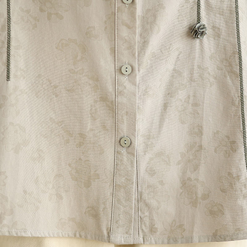 Camisa informal de poliéster de manga larga con bordado floral de Buddha Stones para mujer - image 19
