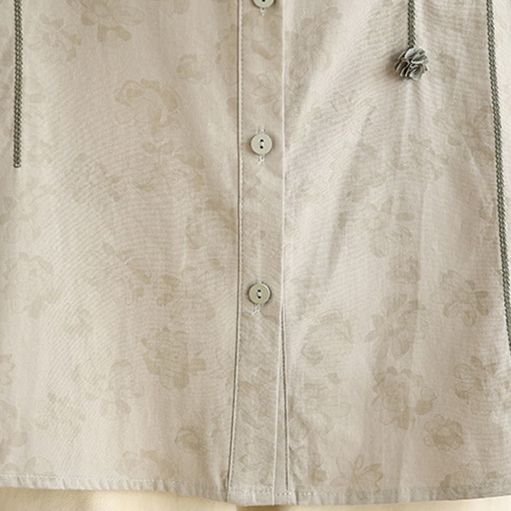 Camisa informal de poliéster de manga larga con bordado floral de Buddha Stones para mujer - image 19