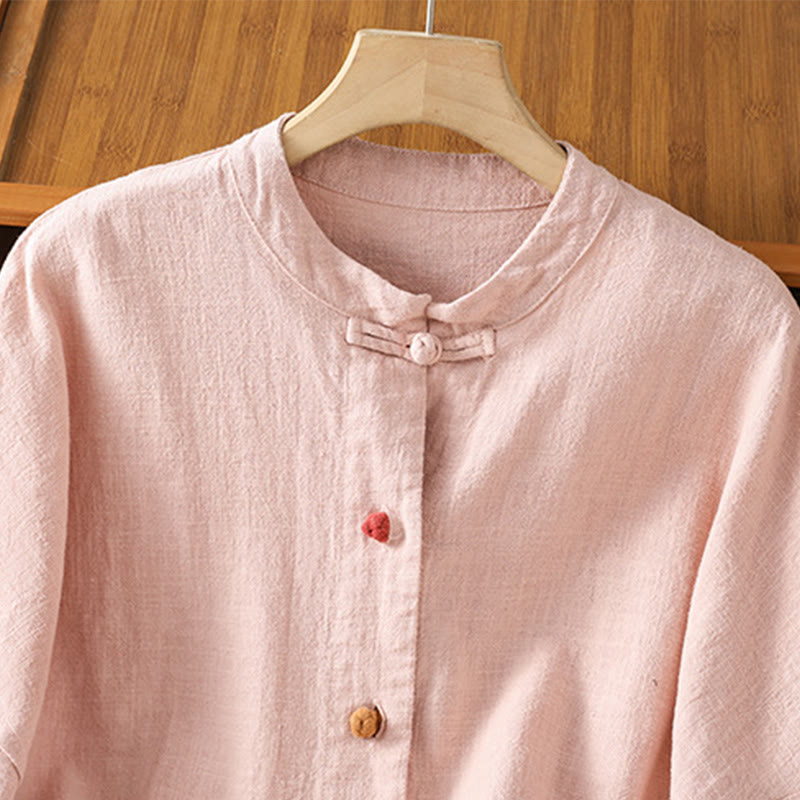 Camisa informal de algodón y poliéster de manga larga con botones de rana para mujer, con bolsillos y estampado de Buddha Stones - image 14