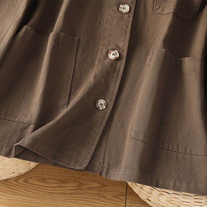 Camisa informal de algodón y poliéster con cuello alto y manga larga para mujer con bolsillos de Buddha Stones - image 4
