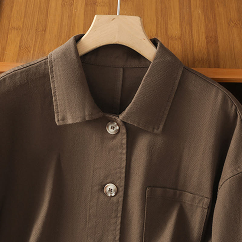 Camisa informal de algodón y poliéster con cuello alto y manga larga para mujer con bolsillos de Buddha Stones - image 2