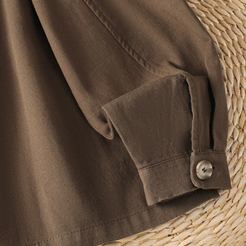 Camisa informal de algodón y poliéster con cuello alto y manga larga para mujer con bolsillos de Buddha Stones - image 8