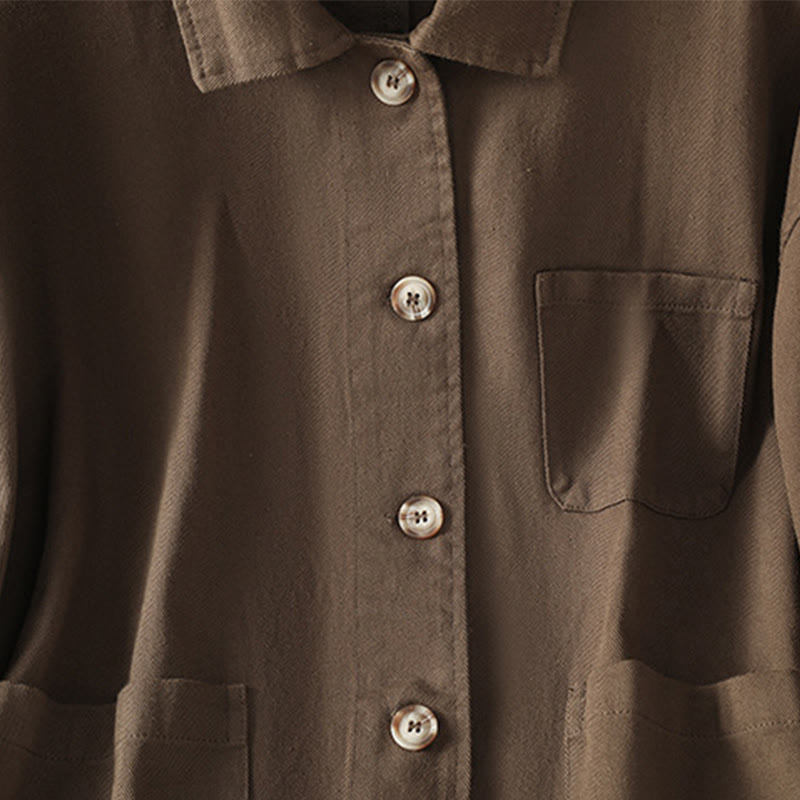 Camisa informal de algodón y poliéster con cuello alto y manga larga para mujer con bolsillos de Buddha Stones - image 5
