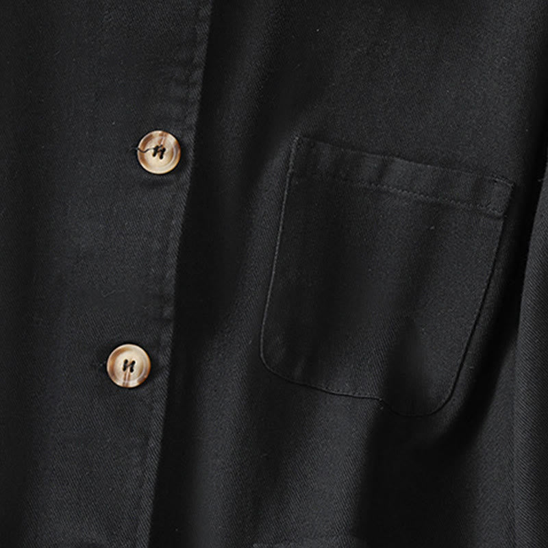 Camisa informal de algodón y poliéster con cuello alto y manga larga para mujer con bolsillos de Buddha Stones - image 15