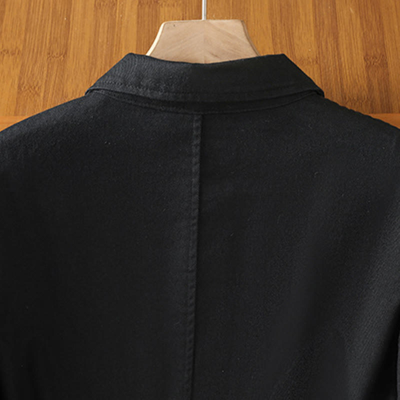 Camisa informal de algodón y poliéster con cuello alto y manga larga para mujer con bolsillos de Buddha Stones - image 12