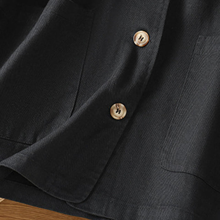 Camisa informal de algodón y poliéster con cuello alto y manga larga para mujer con bolsillos de Buddha Stones - image 13