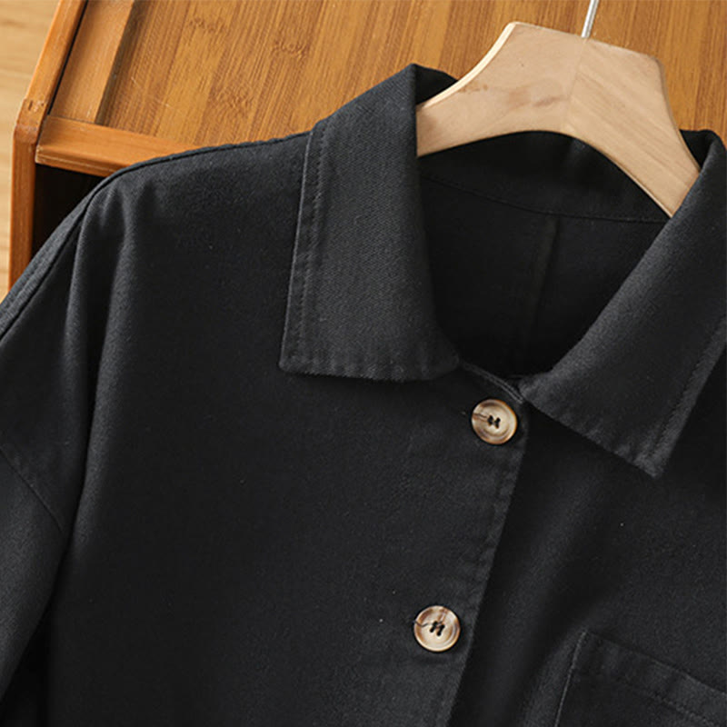 Camisa informal de algodón y poliéster con cuello alto y manga larga para mujer con bolsillos de Buddha Stones - image 14