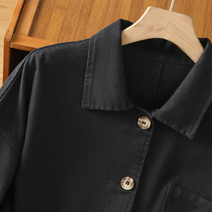 Camisa informal de algodón y poliéster con cuello alto y manga larga para mujer con bolsillos de Buddha Stones - image 14