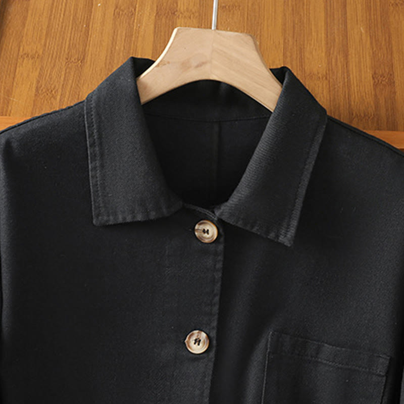 Camisa informal de algodón y poliéster con cuello alto y manga larga para mujer con bolsillos de Buddha Stones - image 11