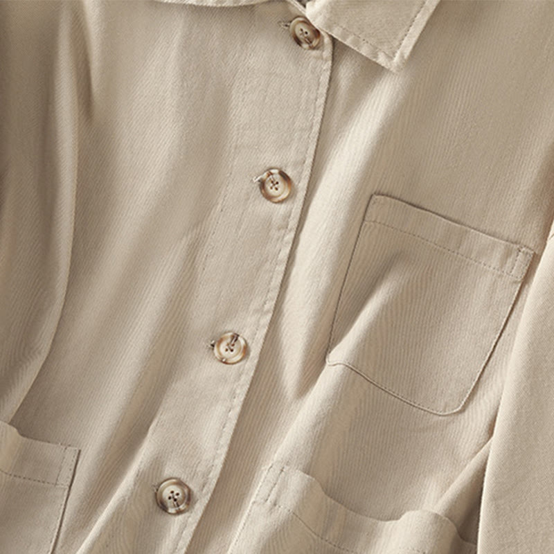 Camisa informal de algodón y poliéster con cuello alto y manga larga para mujer con bolsillos de Buddha Stones - image 22