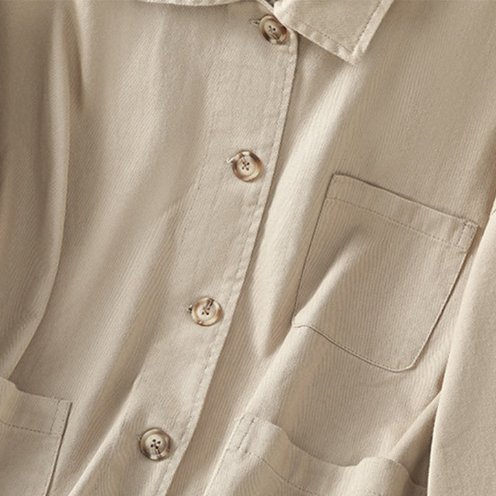 Camisa informal de algodón y poliéster con cuello alto y manga larga para mujer con bolsillos de Buddha Stones - image 22