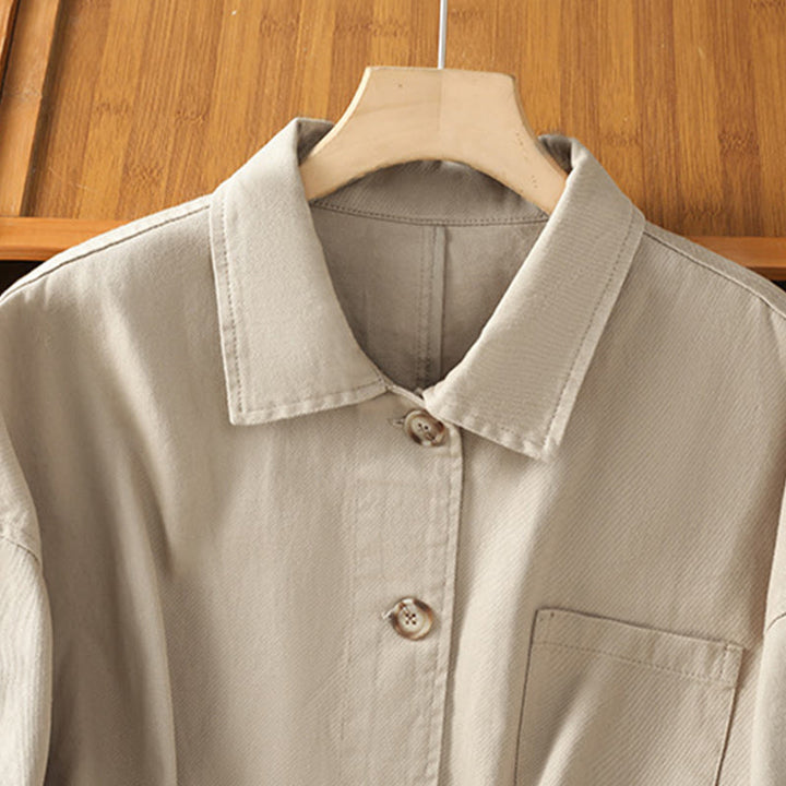 Camisa informal de algodón y poliéster con cuello alto y manga larga para mujer con bolsillos de Buddha Stones - image 23
