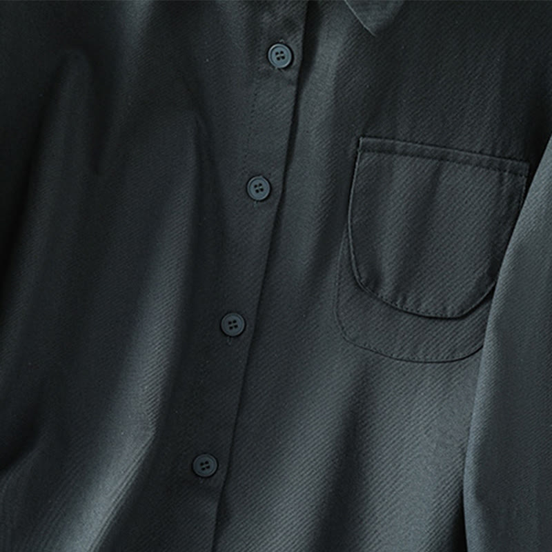 Camisa informal de algodón con cuello alto, manga larga y bolsillos para mujer de Buddha Stones - image 2